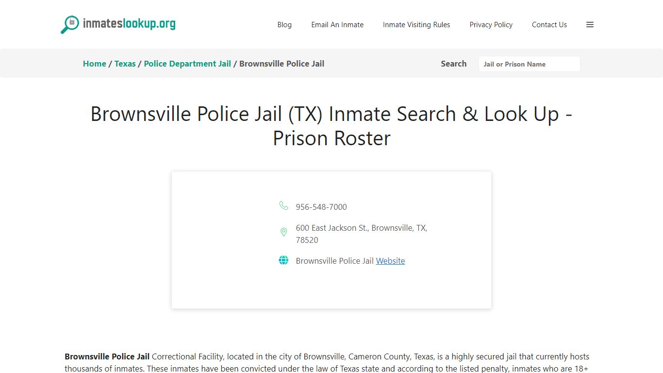 Brownsville Police Jail (TX) Inmate Search & Look Up - Prison Roster